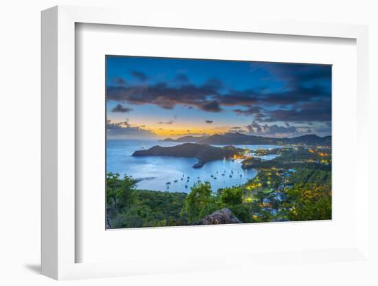 Caribbean, Antigua, English Harbour from Shirley Heights, Sunset-Alan Copson-Framed Photographic Print
