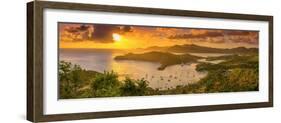 Caribbean, Antigua, English Harbour from Shirley Heights, Sunset-Alan Copson-Framed Photographic Print