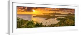Caribbean, Antigua, English Harbour from Shirley Heights, Sunset-Alan Copson-Framed Photographic Print