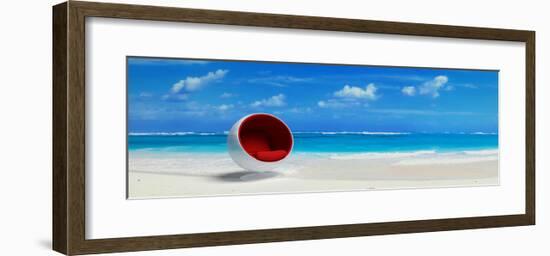 Caribbean Beach& Designer Seat-null-Framed Art Print