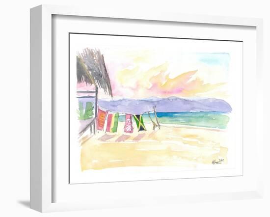 Caribbean Beach In Jamaica With Mountain View-M. Bleichner-Framed Art Print