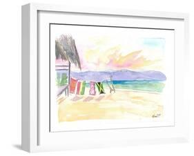 Caribbean Beach In Jamaica With Mountain View-M. Bleichner-Framed Art Print