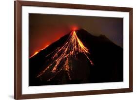 Caribbean, Costa Rica. Mt. Arenal erupting with molten lava-Jaynes Gallery-Framed Premium Photographic Print