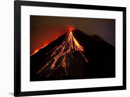 Caribbean, Costa Rica. Mt. Arenal erupting with molten lava-Jaynes Gallery-Framed Premium Photographic Print