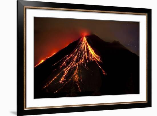 Caribbean, Costa Rica. Mt. Arenal erupting with molten lava-Jaynes Gallery-Framed Premium Photographic Print