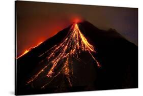 Caribbean, Costa Rica. Mt. Arenal erupting with molten lava-Jaynes Gallery-Stretched Canvas