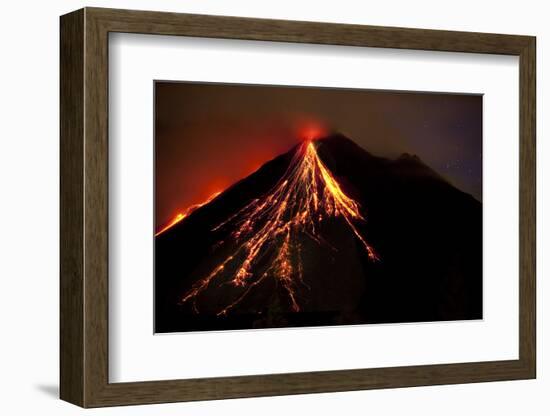 Caribbean, Costa Rica. Mt. Arenal erupting with molten lava-Jaynes Gallery-Framed Photographic Print