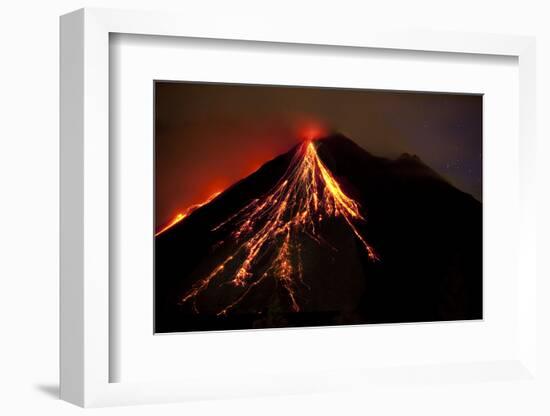 Caribbean, Costa Rica. Mt. Arenal erupting with molten lava-Jaynes Gallery-Framed Photographic Print