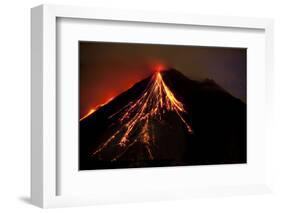 Caribbean, Costa Rica. Mt. Arenal erupting with molten lava-Jaynes Gallery-Framed Photographic Print