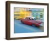 Caribbean, Cuba, Havana, Havana Vieja, UNESCO World Heritage Site, classic car in motion-Merrill Images-Framed Photographic Print