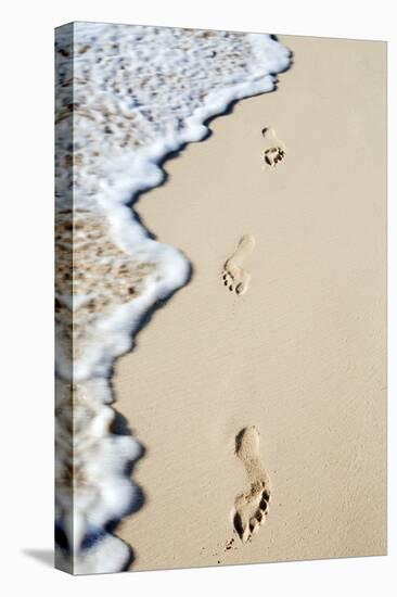 Caribbean, Dominican Republic, La Altagracia Province, Punta Cana, Bavaro, Footprints in the Sand-Alex Robinson-Stretched Canvas