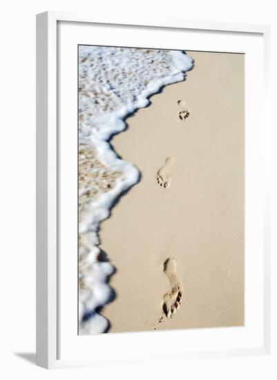 Caribbean, Dominican Republic, La Altagracia Province, Punta Cana, Bavaro, Footprints in the Sand-Alex Robinson-Framed Photographic Print