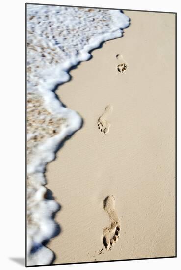 Caribbean, Dominican Republic, La Altagracia Province, Punta Cana, Bavaro, Footprints in the Sand-Alex Robinson-Mounted Photographic Print