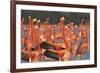 Caribbean flamingo courtship display, Yucatan, Mexico-Claudio Contreras-Framed Photographic Print