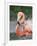 Caribbean Flamingo (Phoenicopterus ruber) adult, feeding three-day old chick on nest (captive)-Edward Myles-Framed Photographic Print