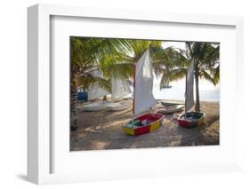 Caribbean, Grenada, Mayreau Island. Sailboats on beach.-Jaynes Gallery-Framed Photographic Print