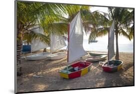 Caribbean, Grenada, Mayreau Island. Sailboats on beach.-Jaynes Gallery-Mounted Photographic Print