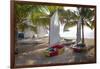 Caribbean, Grenada, Mayreau Island. Sailboats on beach.-Jaynes Gallery-Framed Photographic Print