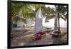 Caribbean, Grenada, Mayreau Island. Sailboats on beach.-Jaynes Gallery-Framed Photographic Print