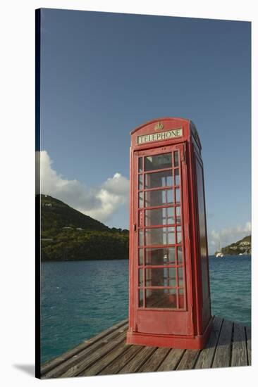 Caribbean, Marina Cay. Pusser's Red Box English Telephone-Kevin Oke-Stretched Canvas