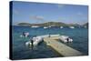Caribbean, Peter Island. Dock at Oceans 7 Beach Club-Kevin Oke-Stretched Canvas