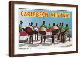 Caribbean Rhythm, Steel Drum Band-null-Framed Art Print
