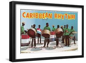 Caribbean Rhythm, Steel Drum Band-null-Framed Art Print