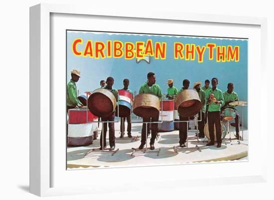 Caribbean Rhythm, Steel Drum Band-null-Framed Art Print