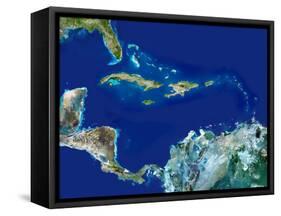 Caribbean, Satellite Image-PLANETOBSERVER-Framed Stretched Canvas