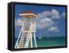 Caribbean, St Lucia, Gros Islet, Rodney Bay, Reduit Beach, Life Guard Lookout-Alan Copson-Framed Stretched Canvas