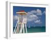 Caribbean, St Lucia, Gros Islet, Rodney Bay, Reduit Beach, Life Guard Lookout-Alan Copson-Framed Photographic Print