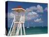 Caribbean, St Lucia, Gros Islet, Rodney Bay, Reduit Beach, Life Guard Lookout-Alan Copson-Stretched Canvas