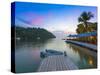 Caribbean, St Lucia, Marigot, Marigot Bay, Marigot Bay Beach Club Hotel, Doolittle's Restaurant-Alan Copson-Stretched Canvas