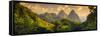 Caribbean, St Lucia, Petit and Gros Piton Mountains (UNESCO World Heritage Site)-Alan Copson-Framed Stretched Canvas