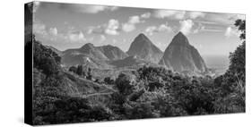 Caribbean, St Lucia, Petit and Gros Piton Mountains (UNESCO World Heritage Site)-Alan Copson-Stretched Canvas