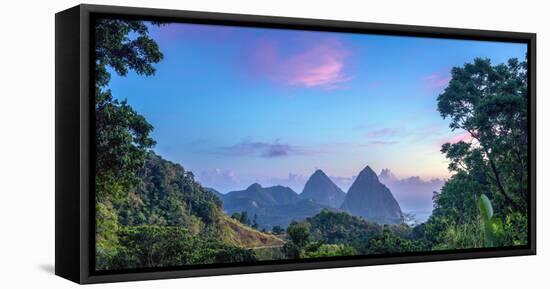 Caribbean, St Lucia, Petit and Gros Piton Mountains (UNESCO World Heritage Site)-Alan Copson-Framed Stretched Canvas