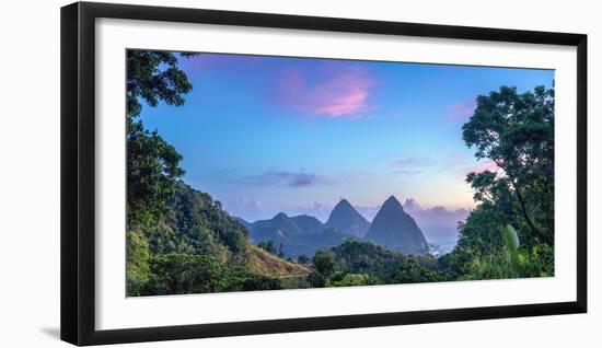 Caribbean, St Lucia, Petit and Gros Piton Mountains (UNESCO World Heritage Site)-Alan Copson-Framed Photographic Print