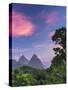 Caribbean, St Lucia, Petit and Gros Piton Mountains (UNESCO World Heritage Site)-Alan Copson-Stretched Canvas