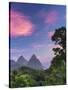 Caribbean, St Lucia, Petit and Gros Piton Mountains (UNESCO World Heritage Site)-Alan Copson-Stretched Canvas