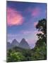 Caribbean, St Lucia, Petit and Gros Piton Mountains (UNESCO World Heritage Site)-Alan Copson-Mounted Photographic Print