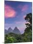 Caribbean, St Lucia, Petit and Gros Piton Mountains (UNESCO World Heritage Site)-Alan Copson-Mounted Photographic Print