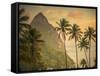 Caribbean, St Lucia, Petit and Gros Piton Mountains (UNESCO World Heritage Site)-Alan Copson-Framed Stretched Canvas