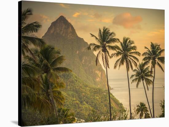 Caribbean, St Lucia, Petit and Gros Piton Mountains (UNESCO World Heritage Site)-Alan Copson-Stretched Canvas