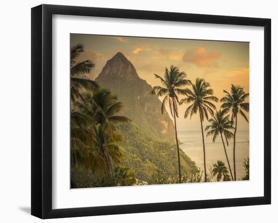 Caribbean, St Lucia, Petit and Gros Piton Mountains (UNESCO World Heritage Site)-Alan Copson-Framed Photographic Print