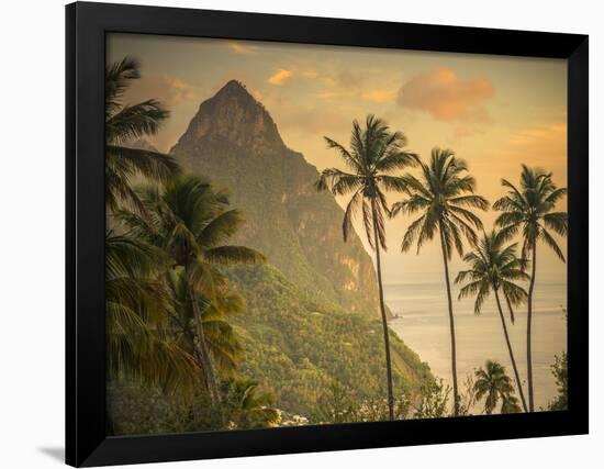 Caribbean, St Lucia, Petit and Gros Piton Mountains (UNESCO World Heritage Site)-Alan Copson-Framed Photographic Print