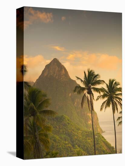 Caribbean, St Lucia, Petit and Gros Piton Mountains (UNESCO World Heritage Site)-Alan Copson-Stretched Canvas