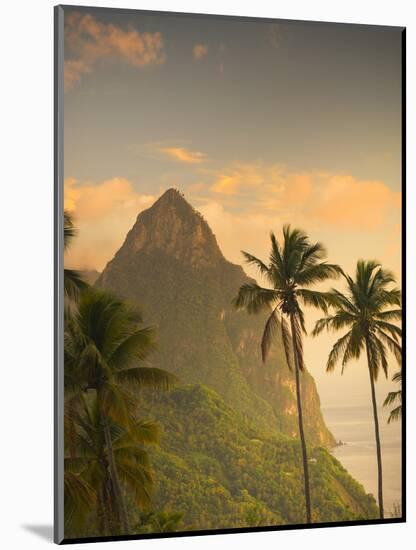 Caribbean, St Lucia, Petit and Gros Piton Mountains (UNESCO World Heritage Site)-Alan Copson-Mounted Photographic Print