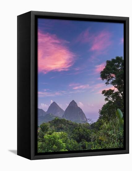 Caribbean, St Lucia, Petit and Gros Piton Mountains (UNESCO World Heritage Site)-Alan Copson-Framed Stretched Canvas