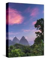 Caribbean, St Lucia, Petit and Gros Piton Mountains (UNESCO World Heritage Site)-Alan Copson-Stretched Canvas