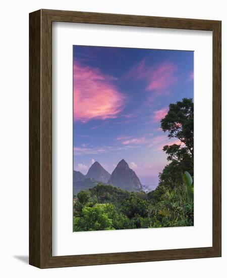 Caribbean, St Lucia, Petit and Gros Piton Mountains (UNESCO World Heritage Site)-Alan Copson-Framed Photographic Print